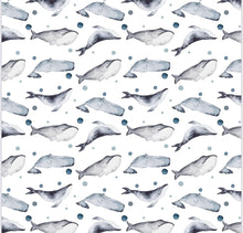 Cargar imagen en el visor de la galería, Pijama infantil de tela suave para pintar con estampados exclusivos de BALLENAS , short y camisa manga corta – Papachoa México