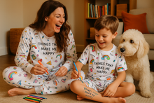 Cargar imagen en el visor de la galería, Pijama adulto para pintar y personalizar – Papachoa México
 “things that make me happy”  pantalón manga corta
