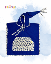 Cargar imagen en el visor de la galería, Ponchos infantiles de toalla azul para natación y salida del agua  | Modelos “CHANGOS” con capucha
